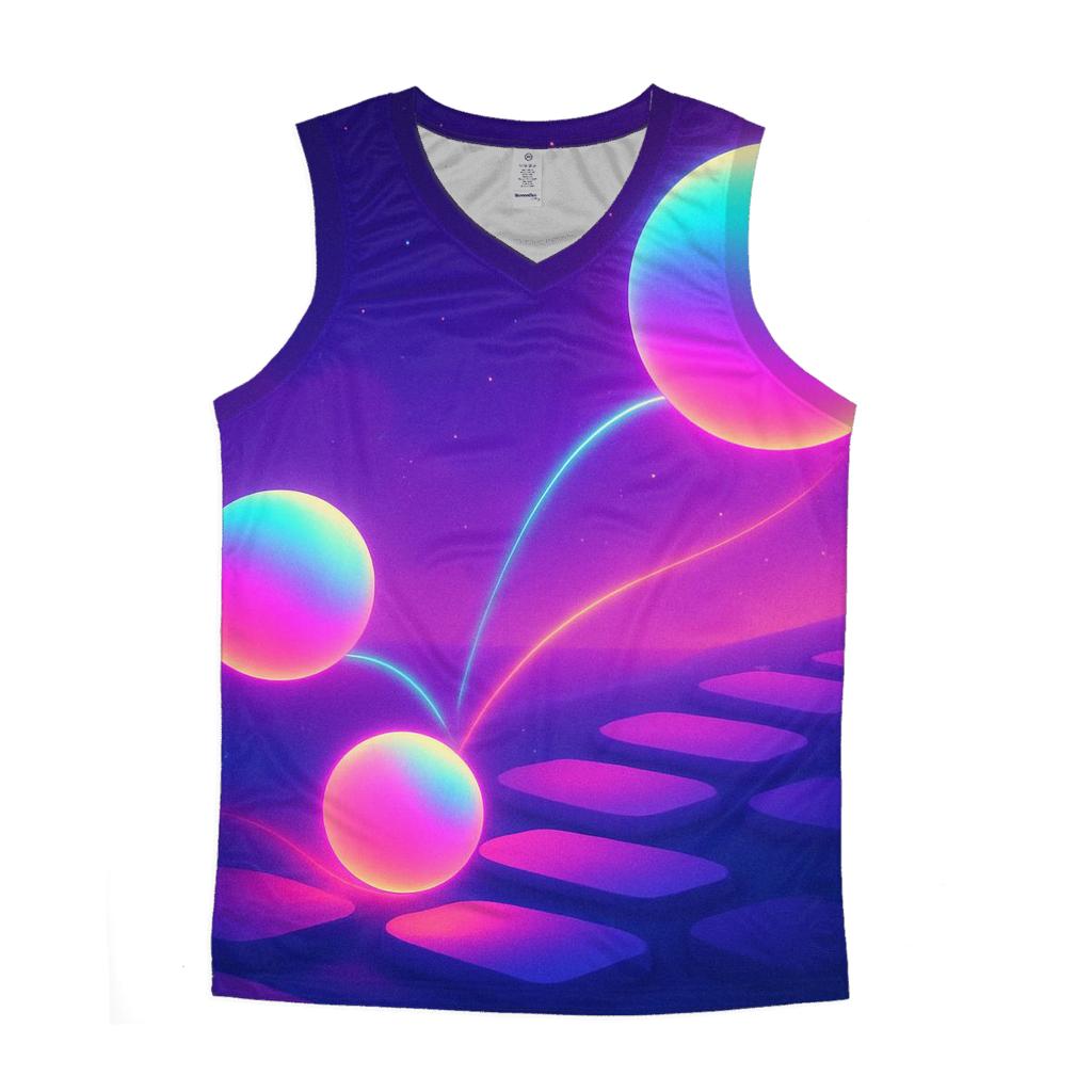 Neon Orbit Playground graphic print tank tops