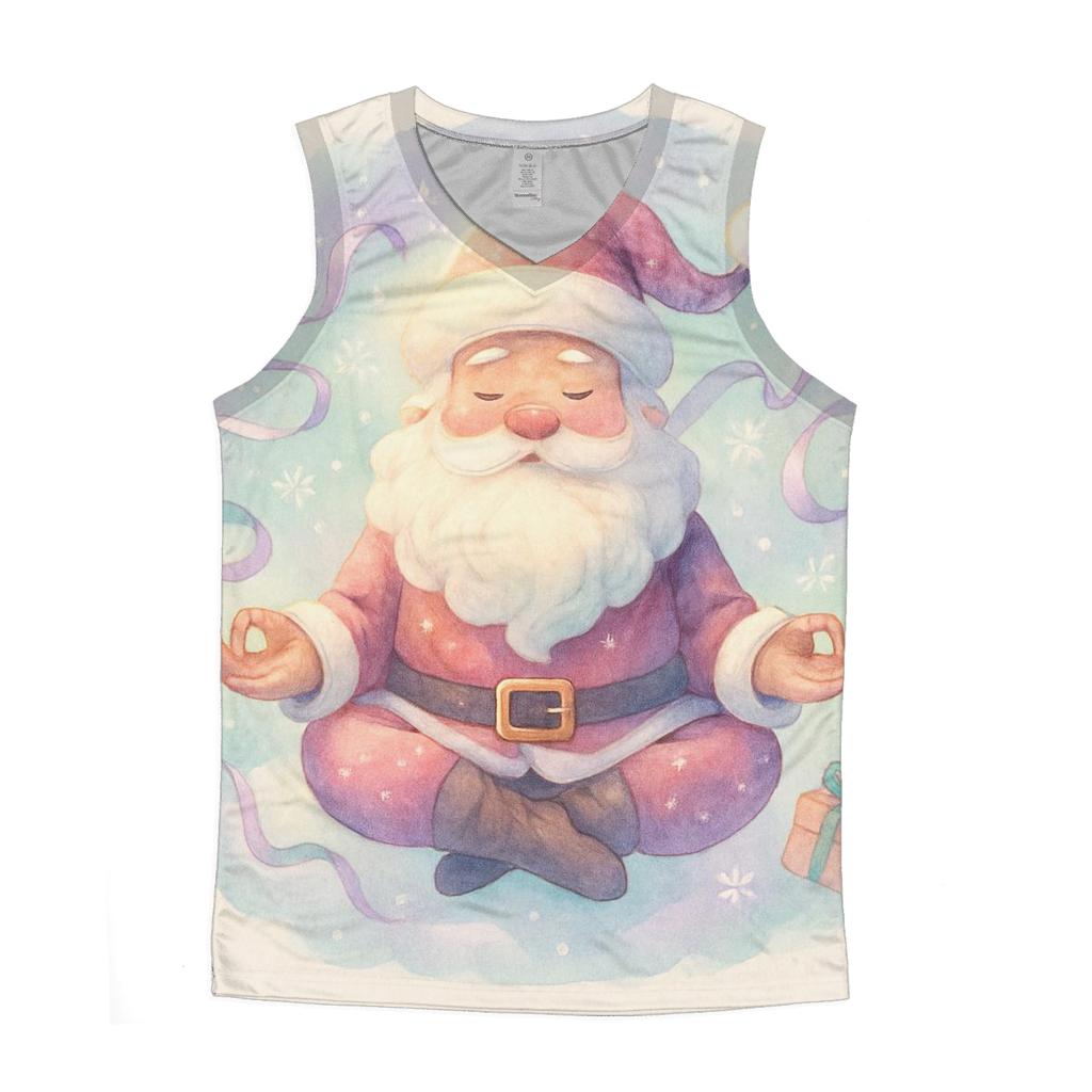 Watercolor Blizzard Dream Santa graphic print tank tops