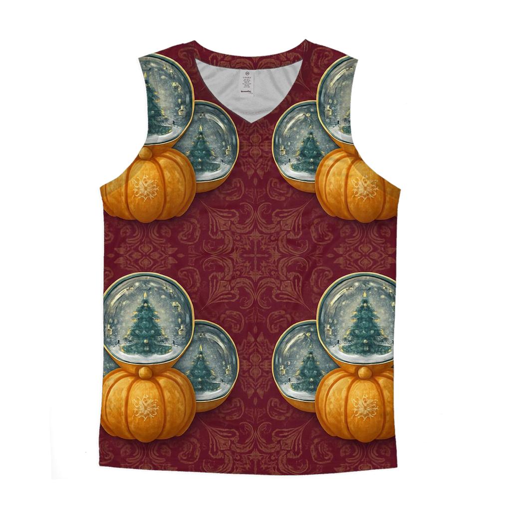 Snow Globe Pumpkin Medallion Repeat On Burgundy Background stylish racerback tanks