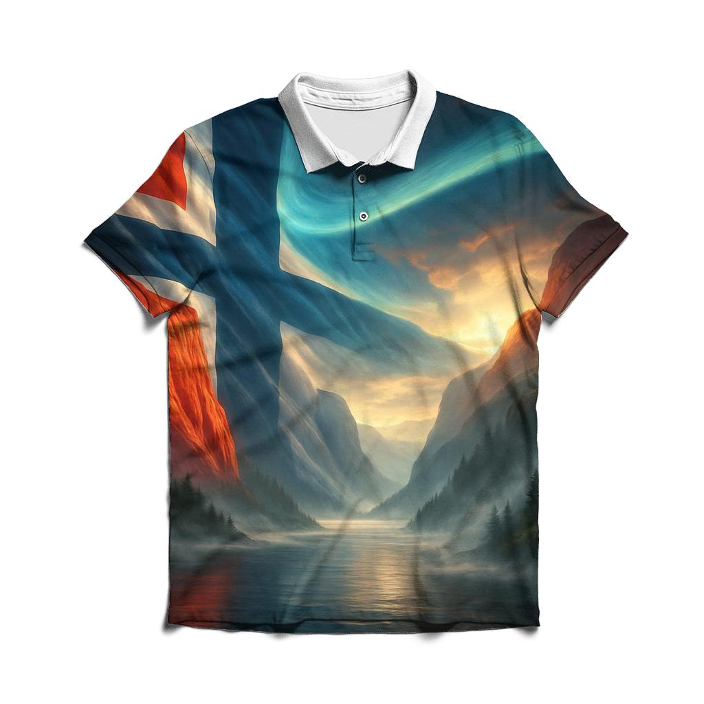 Aurora Fjord Flag Of Norway classic pique polos