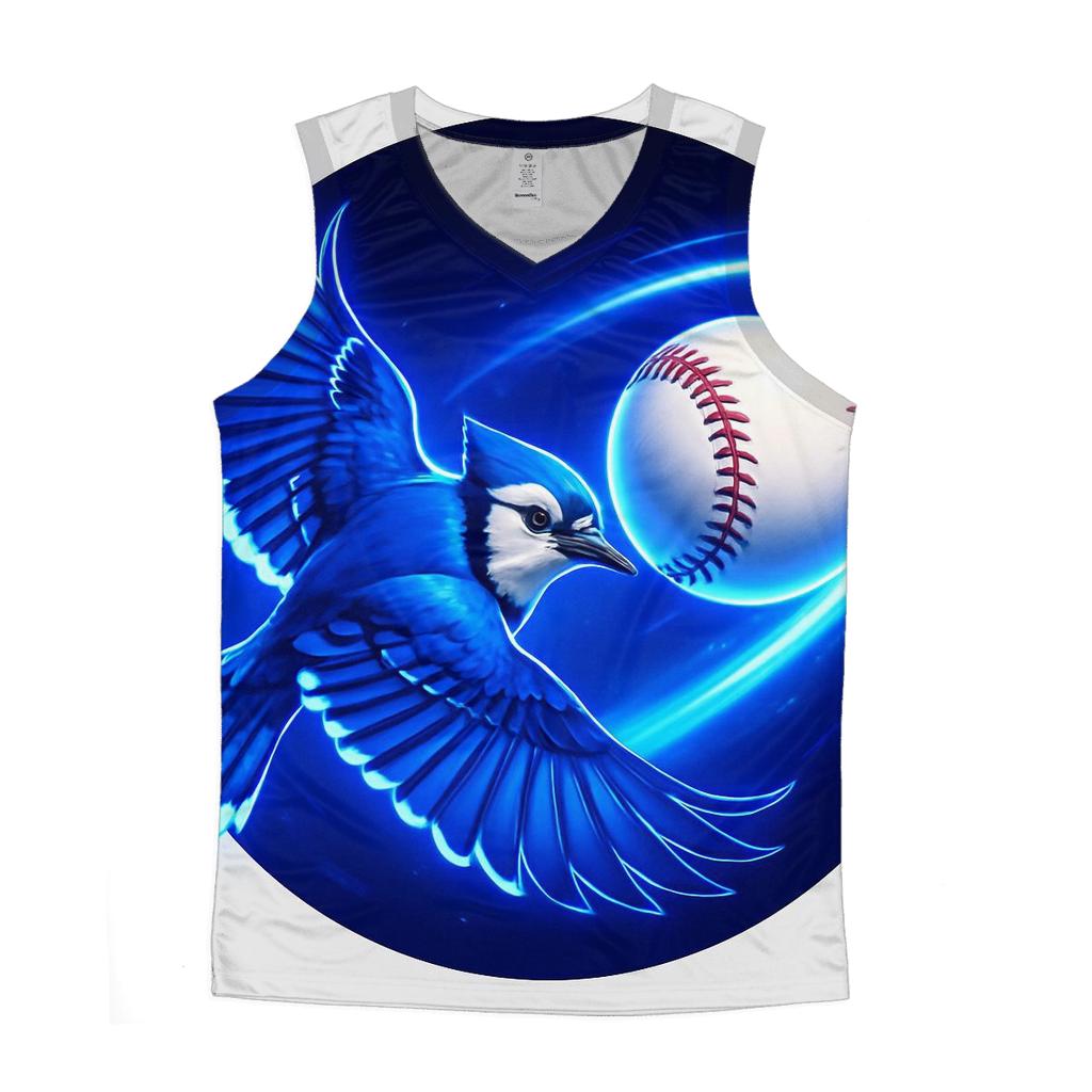 Electric Flight Trail Blue Jays In Orbit cotton sleeveless tops