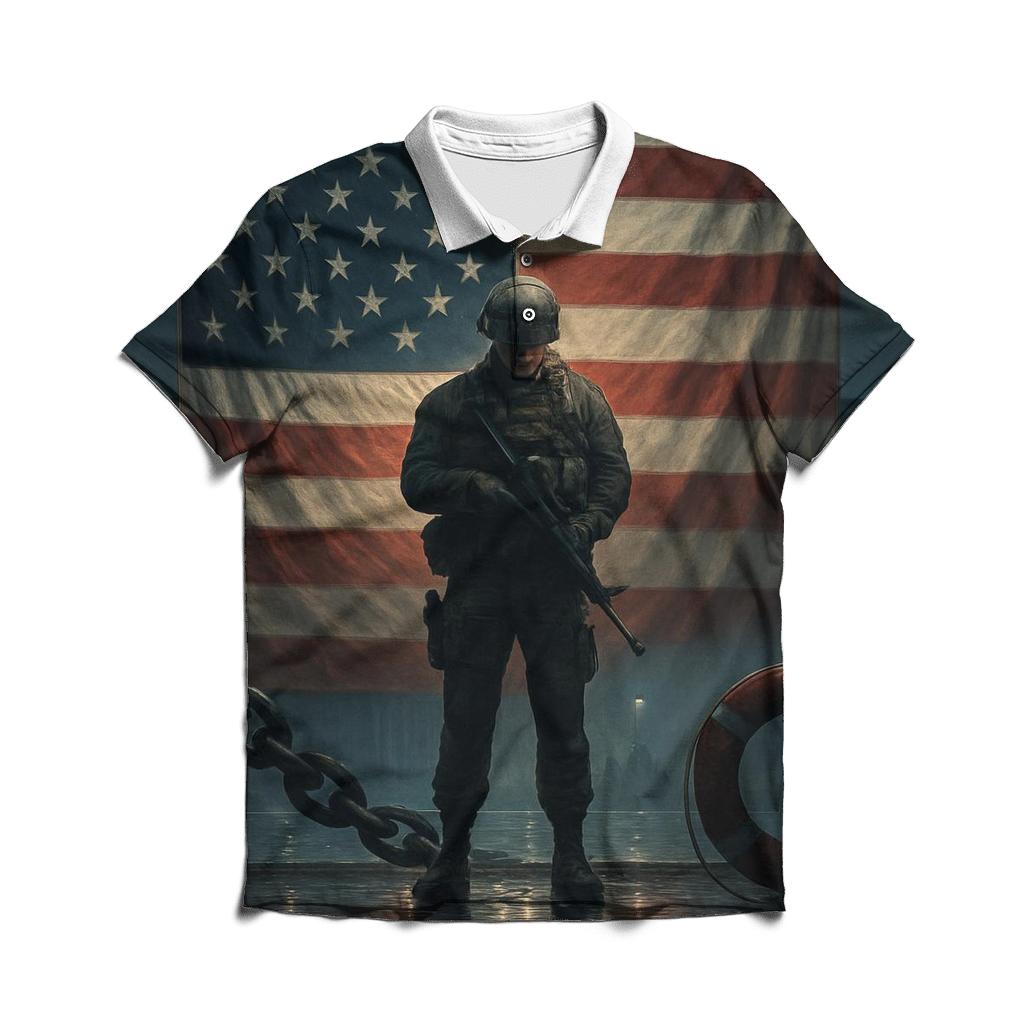 Harbor Vigil Under The Stars And Stripes branded logo polo shirts