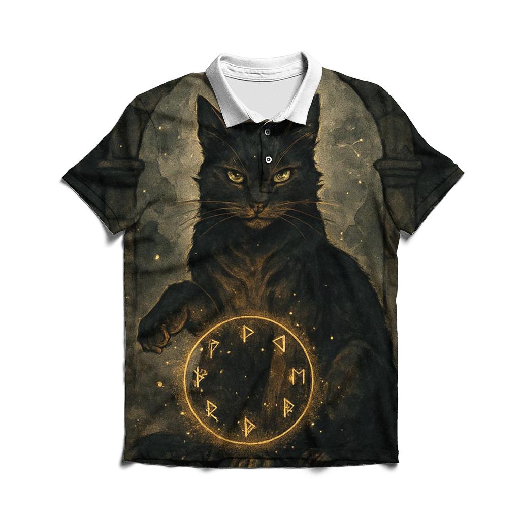 Midnight Rune Guardian Cat personalized polo shirts