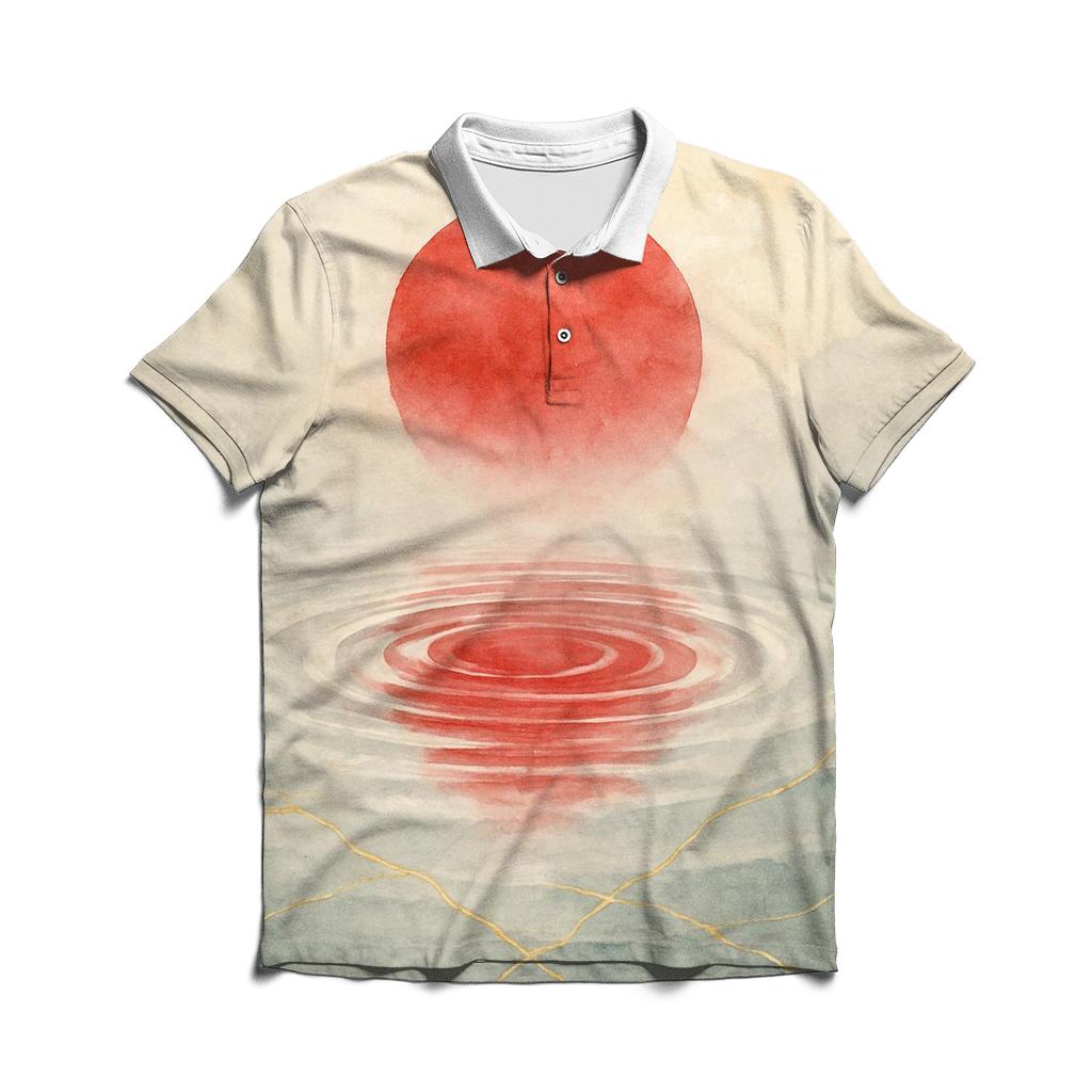 Kintsugi Wave Banner Of Japan custom polo shirts