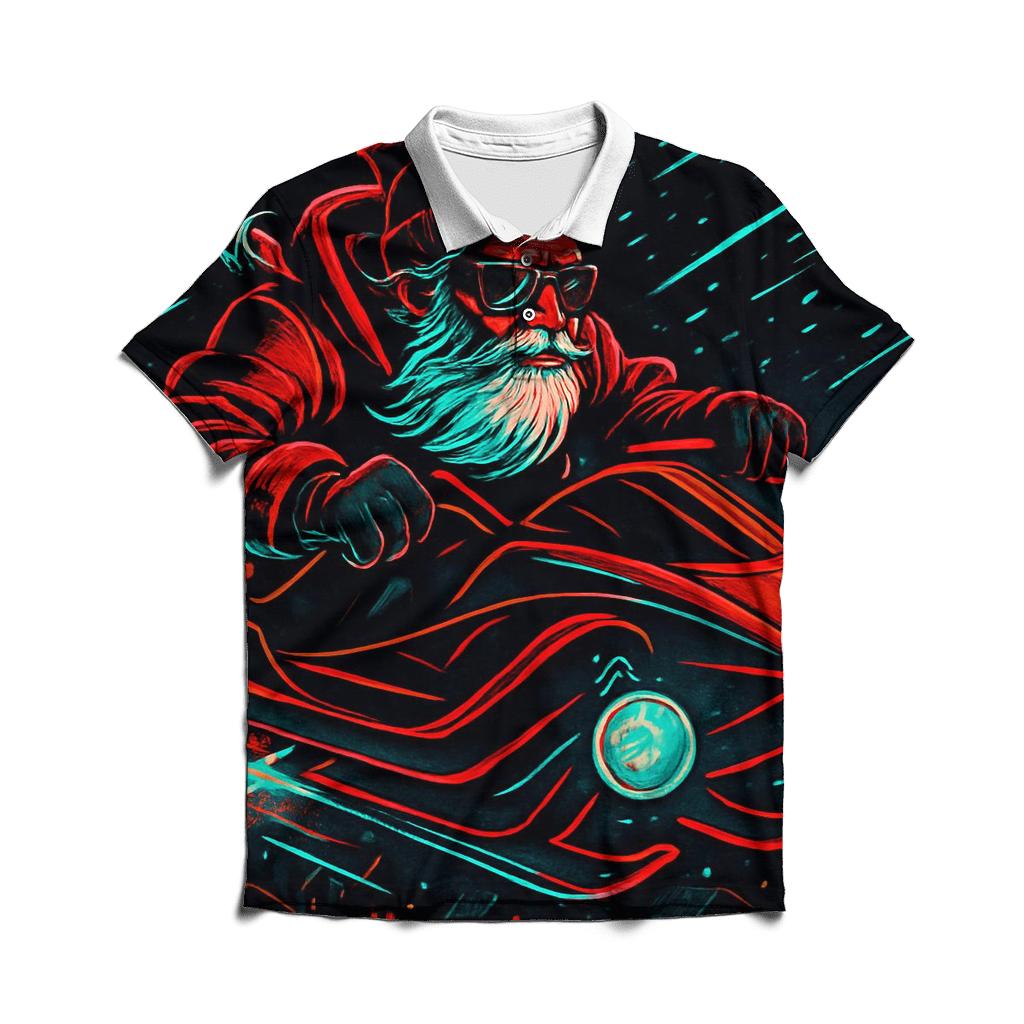 Neon Midnight Sleigh Rider embroidered polo tops