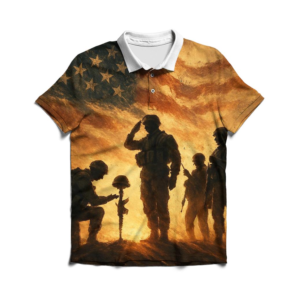 Desert Oath Beneath A Torn Banner Sky casual sports polo shirts