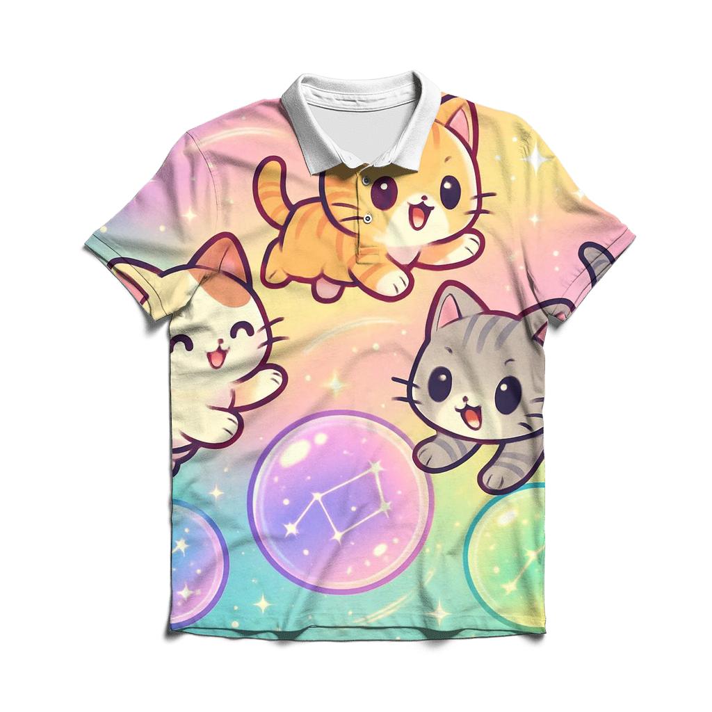 Starlight Bubble Orbit Kittens custom polo shirts