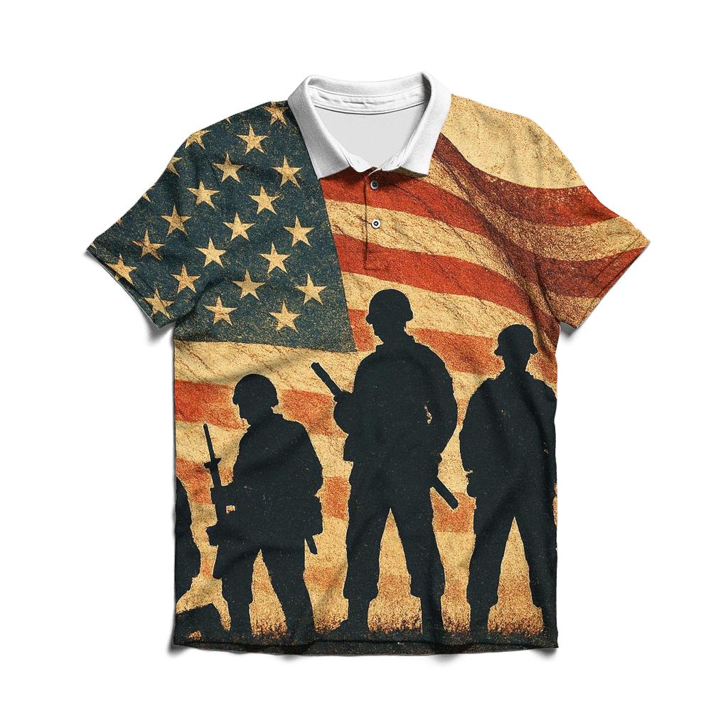 Vintage Battlefield Silhouette Banner personalized polo shirts