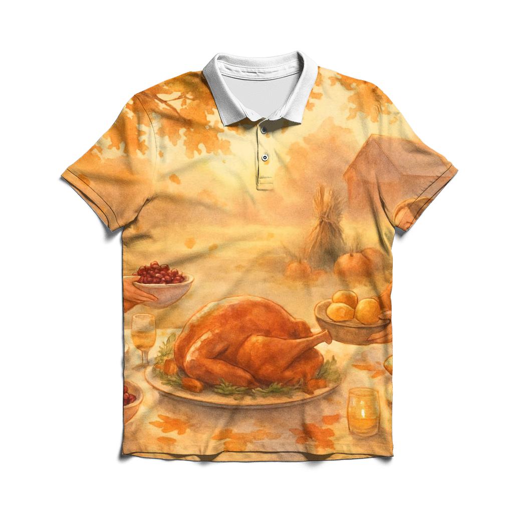 Autumn Feast Under A Sunbeam Canopy embroidered polo tops