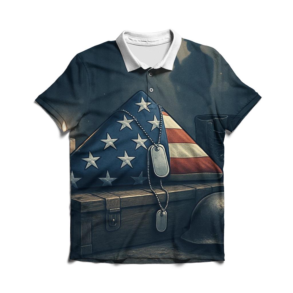 Folded Flag And Silent Gear Relic personalized polo shirts