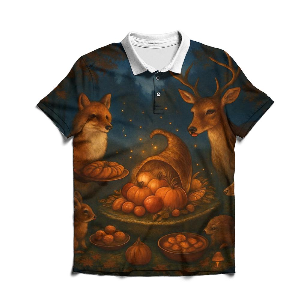 Starlit Cornucopia Woodland Banquet classic pique polos