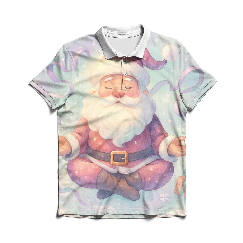 Watercolor Blizzard Dream Santa casual sports polo shirts