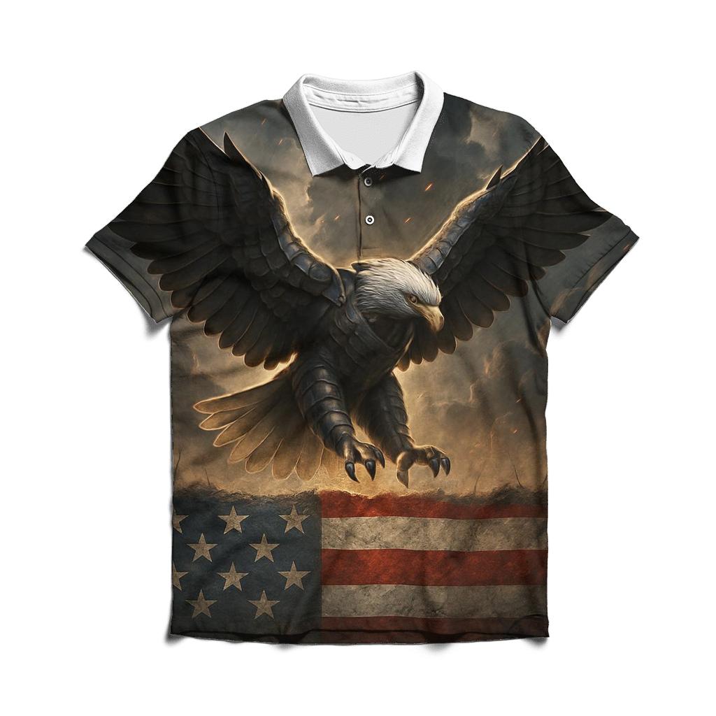 Eagle Of Steel Over The Flag Forged Horizon personalized polo shirts