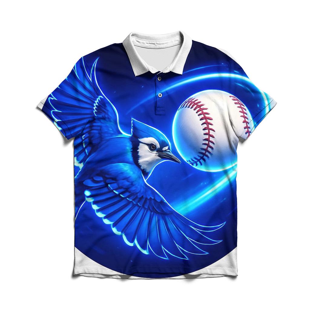 Electric Flight Trail Blue Jays In Orbit designer slim fit polos
