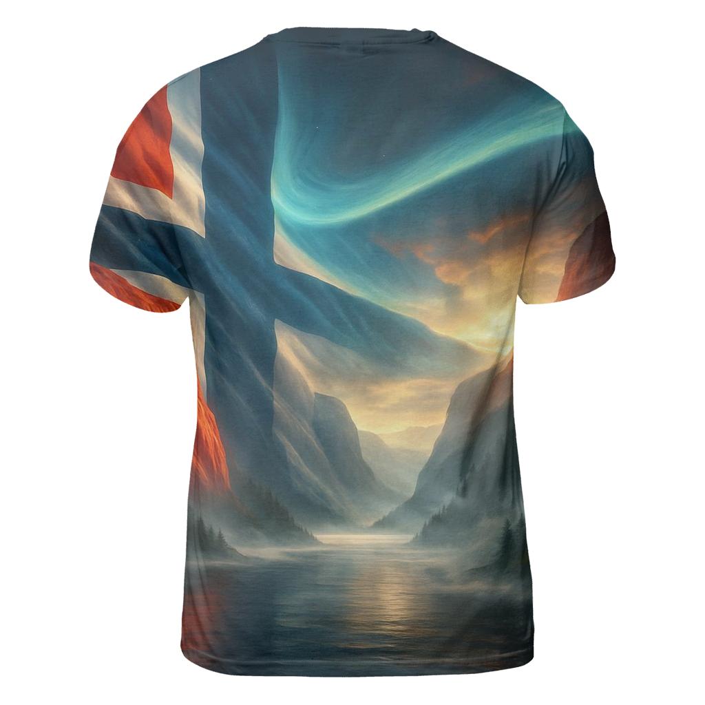 Aurora Fjord Flag Of Norway designer pattern shirts