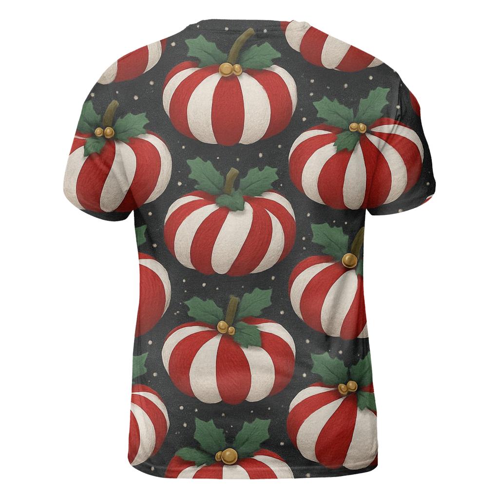 Candy Cane Knit Pumpkin Tessellation On Charcoal Background creative print fashion shirts