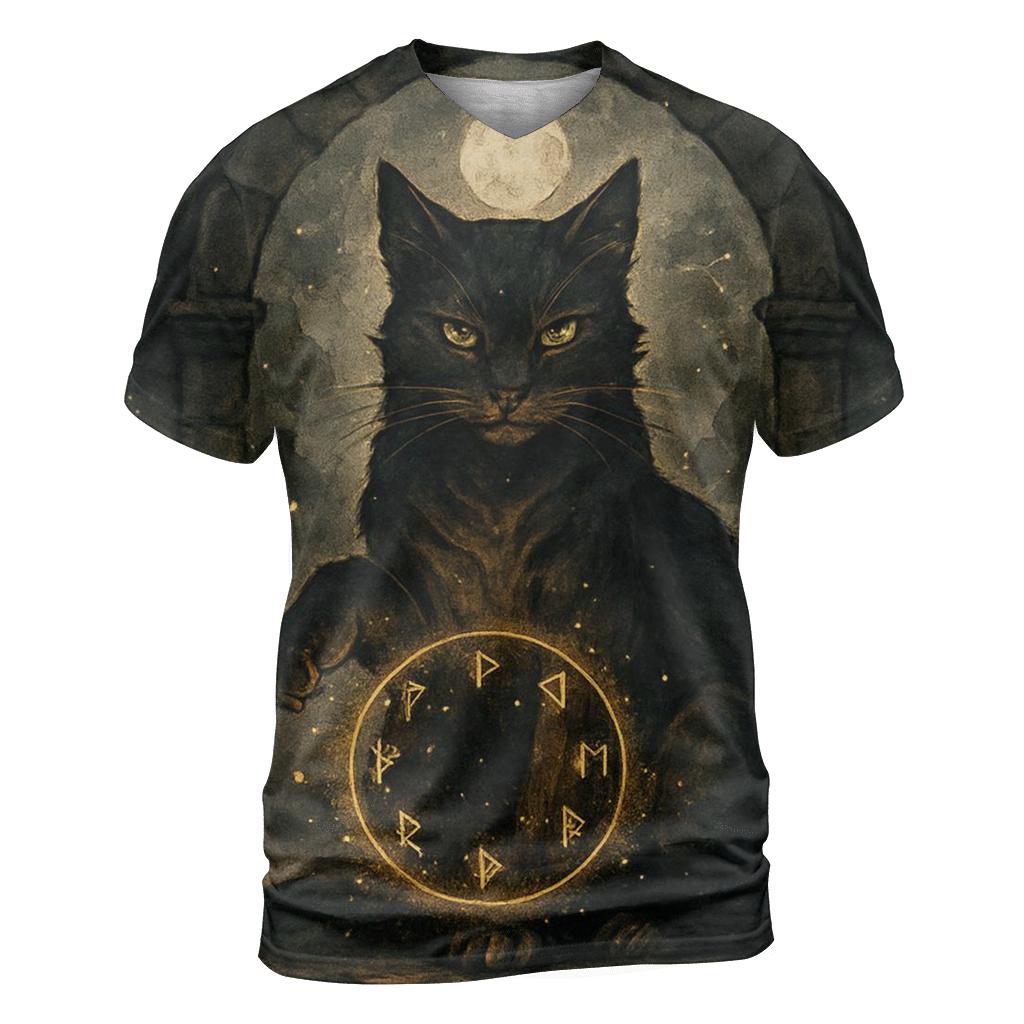 Midnight Rune Guardian Cat designer pattern shirts