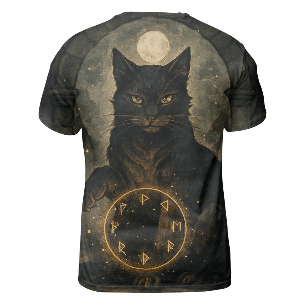 Midnight Rune Guardian Cat designer pattern shirts