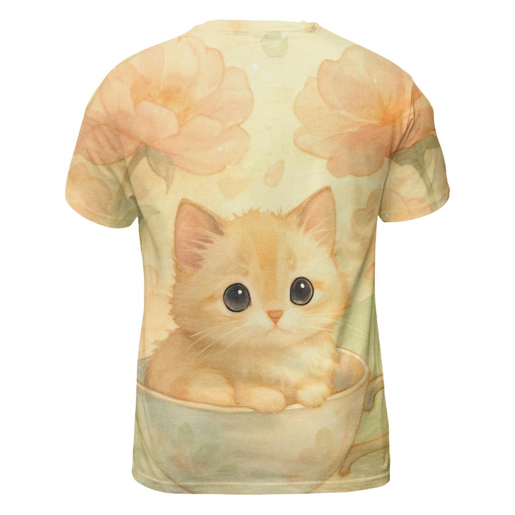 Sunrise Tea Garden Kitten Nap creative print fashion shirts