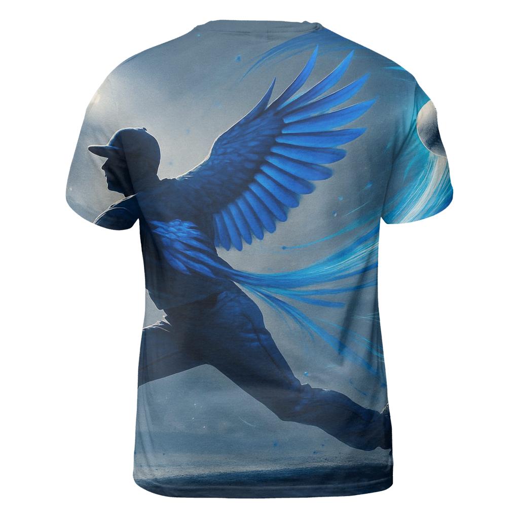 Midnight Arc Slider With Blue Jays Wings artistic all-over print tops