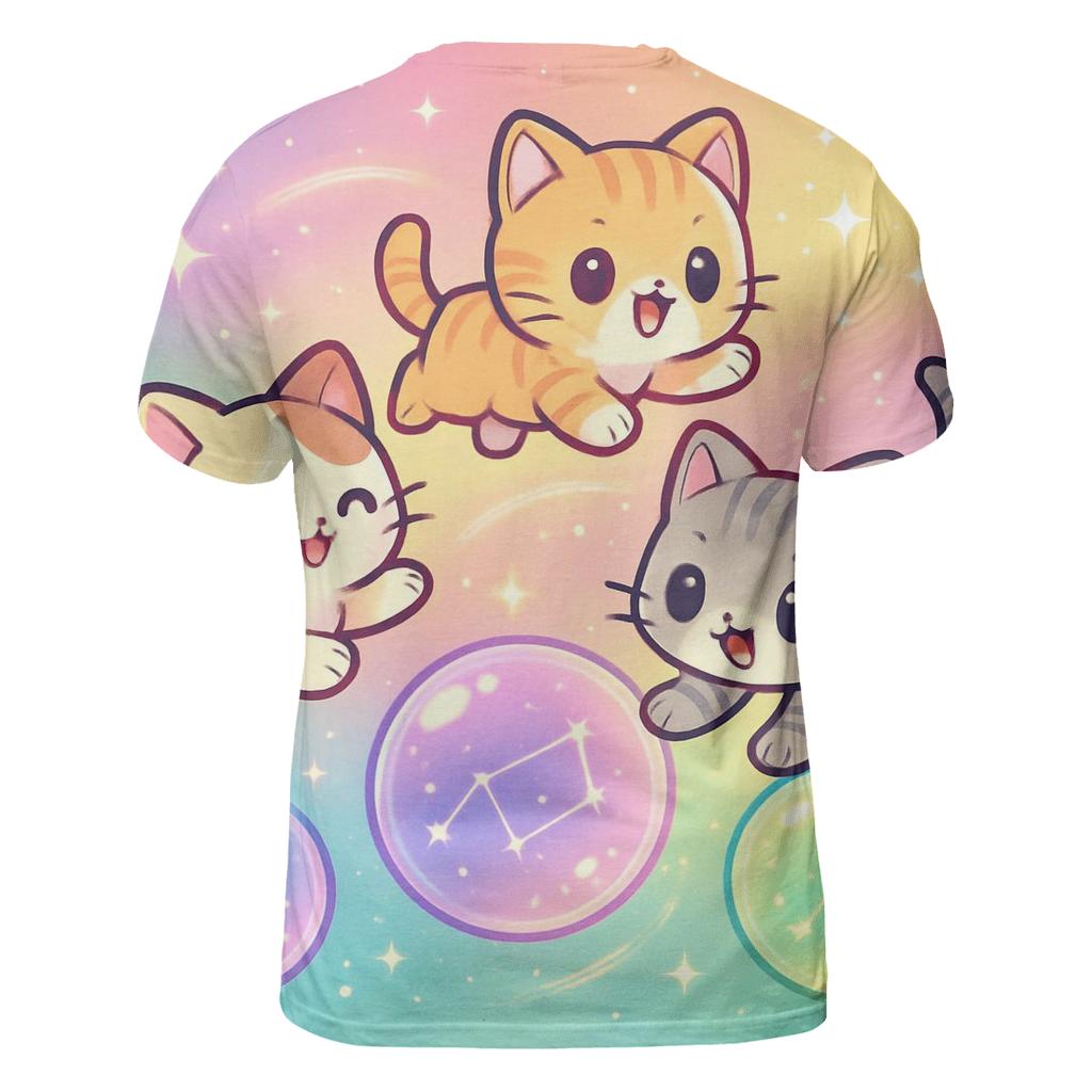 Starlight Bubble Orbit Kittens artistic all-over print tops