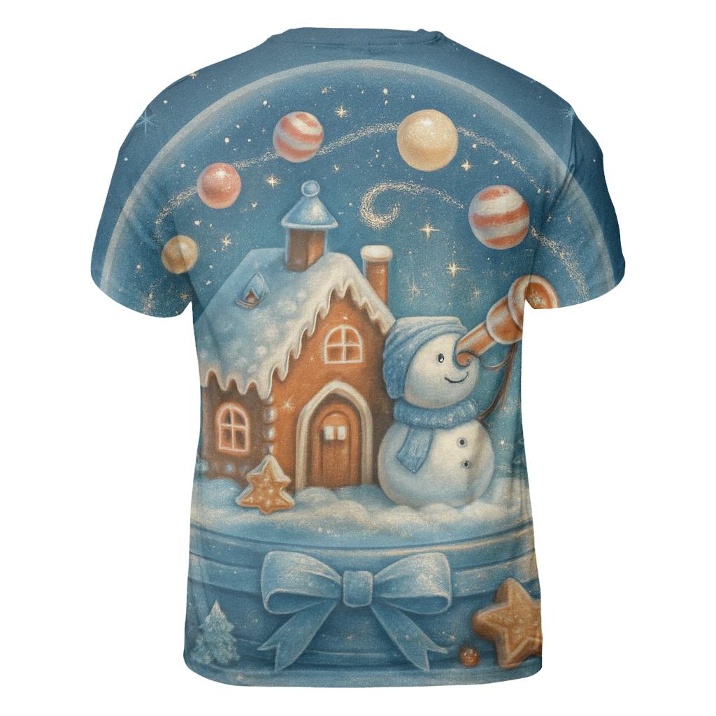 Gingerbread Observatory Snow Globe creative print fashion shirts