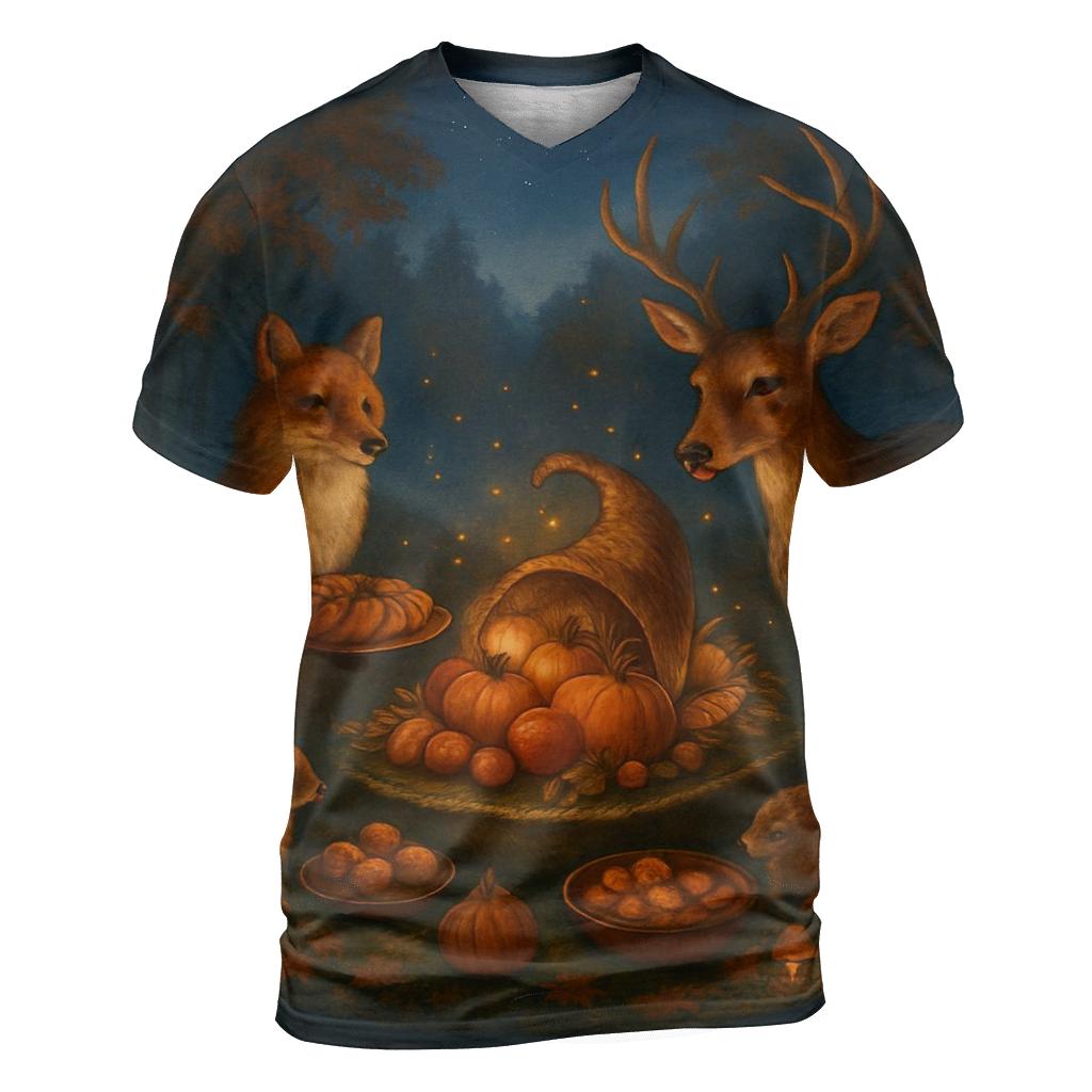 Starlit Cornucopia Woodland Banquet custom all-over print shirts