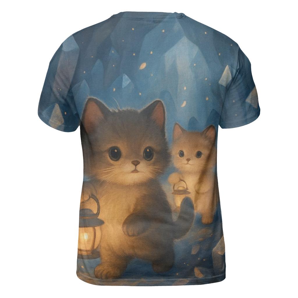 Crystal Cave Lantern Cat Parade vibrant all-over design tees