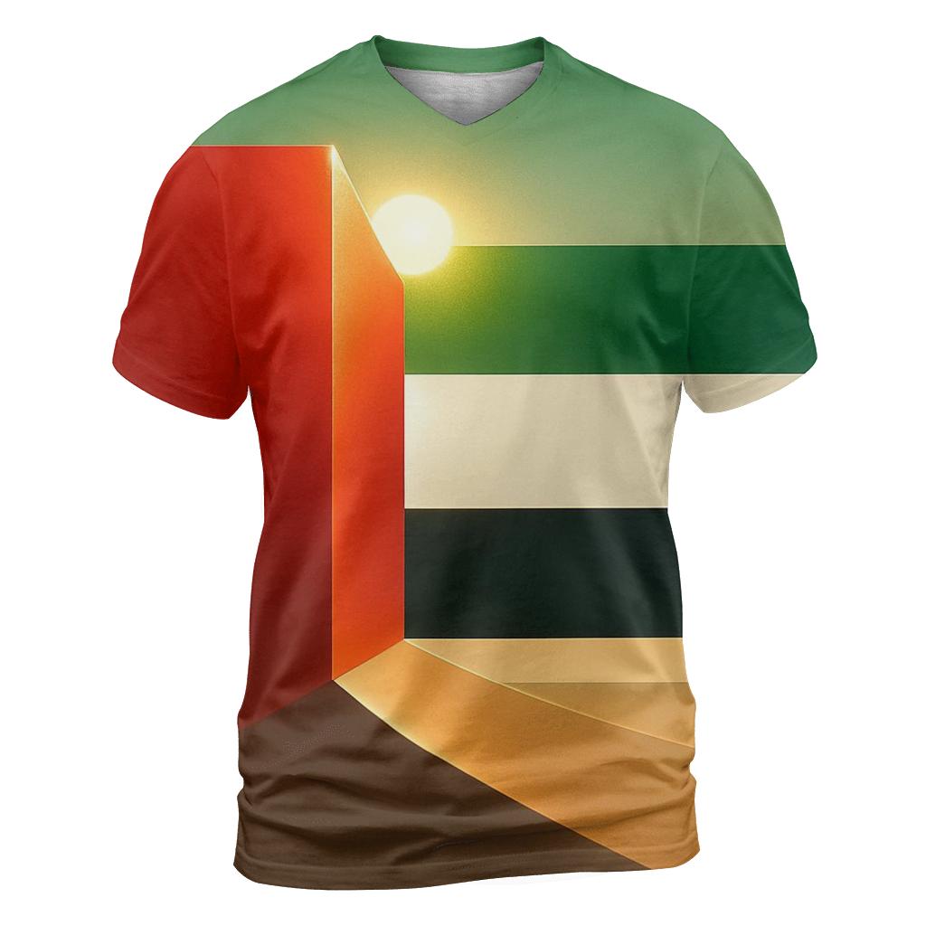 Golden Desert Geometry Of United Arab Emirates artistic all-over print tops
