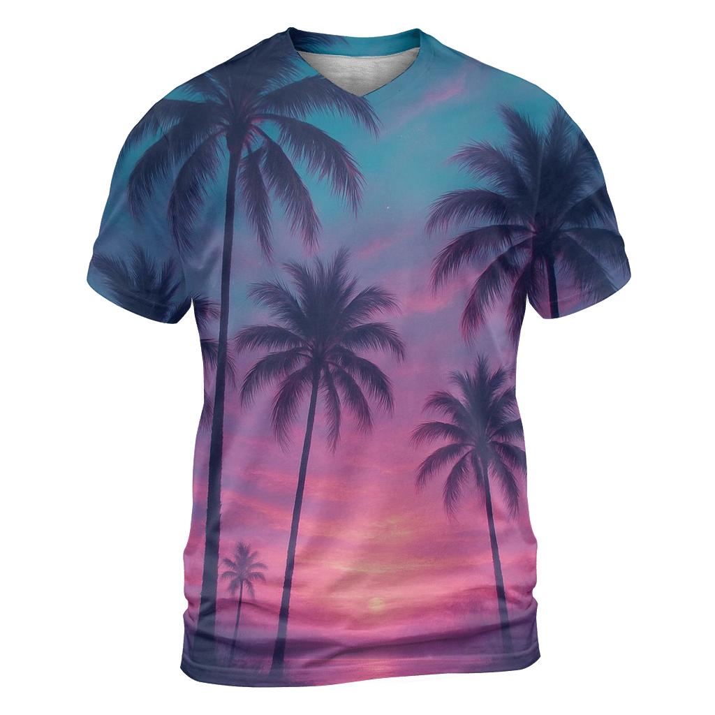 Aurora Palm Mirage artistic all-over print tops
