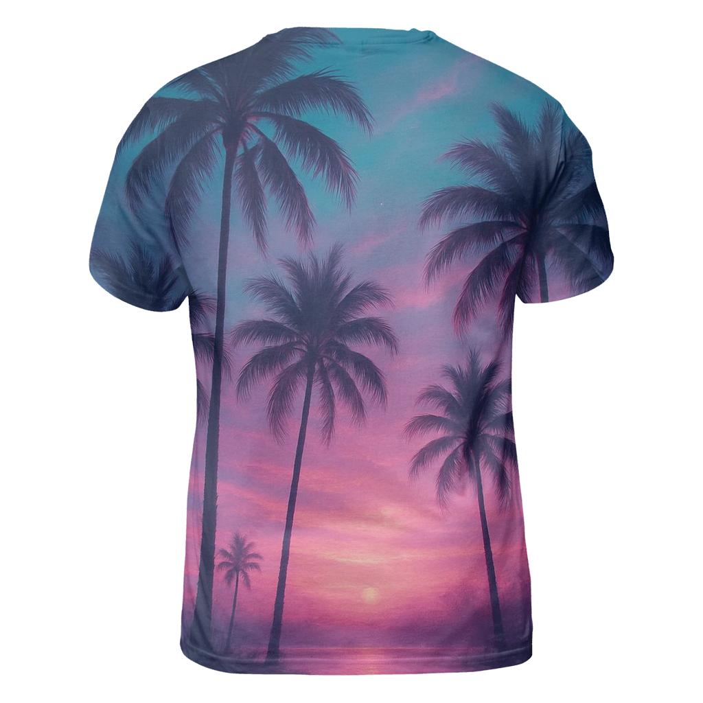 Aurora Palm Mirage artistic all-over print tops