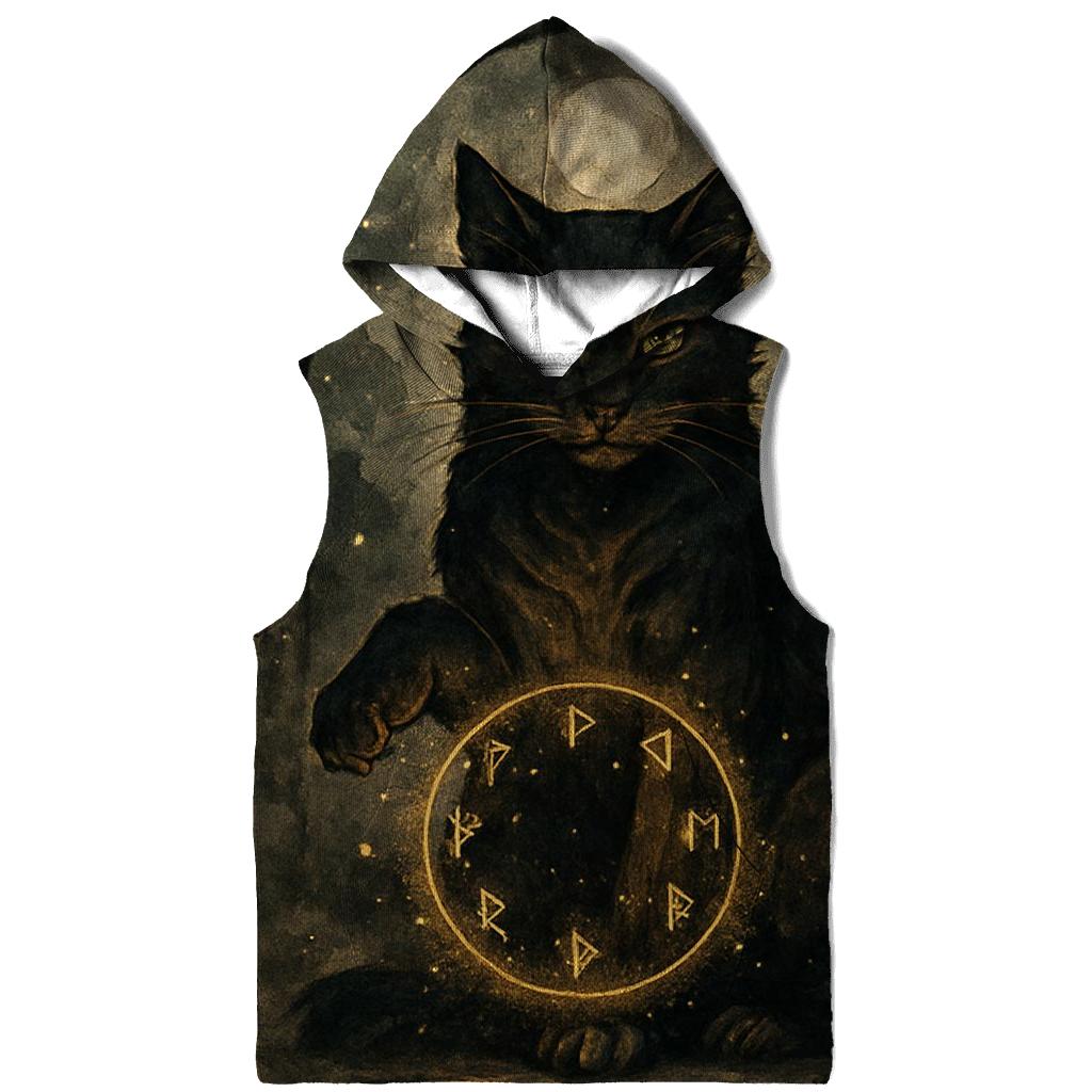 Midnight Rune Guardian Cat zip-up hoodies