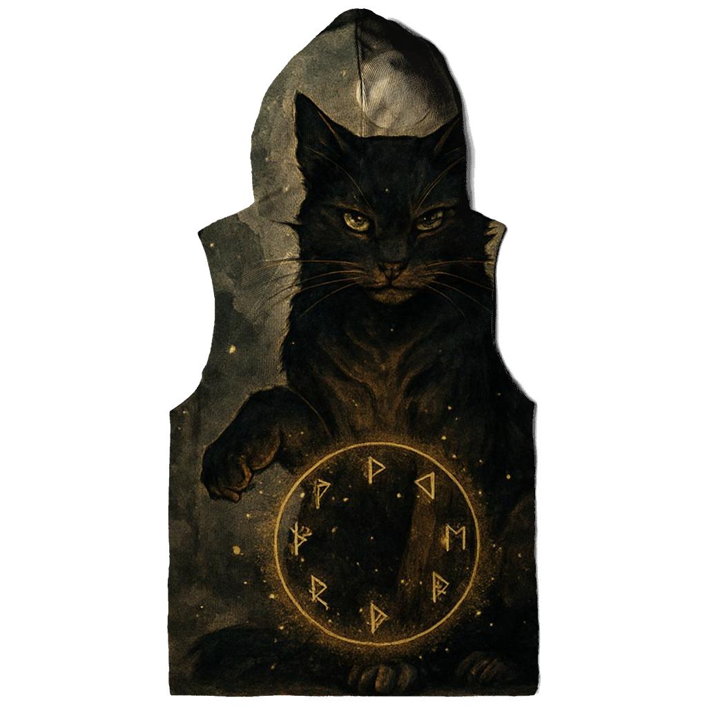 Midnight Rune Guardian Cat zip-up hoodies