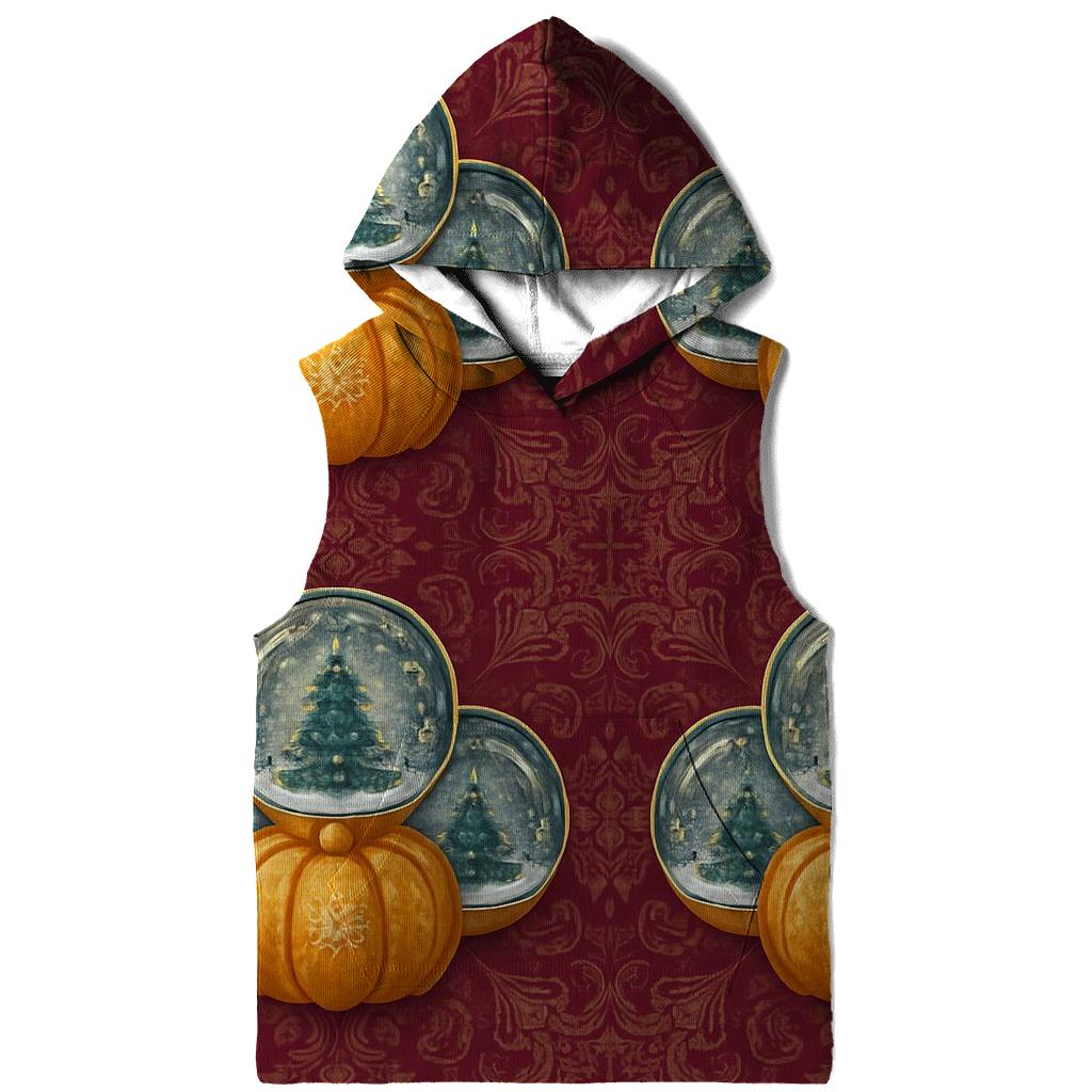 Snow Globe Pumpkin Medallion Repeat On Burgundy Background hoodie trends