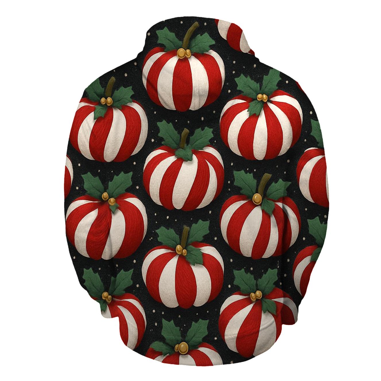 Candy Cane Knit Pumpkin Tessellation On Charcoal Background hoodie styles