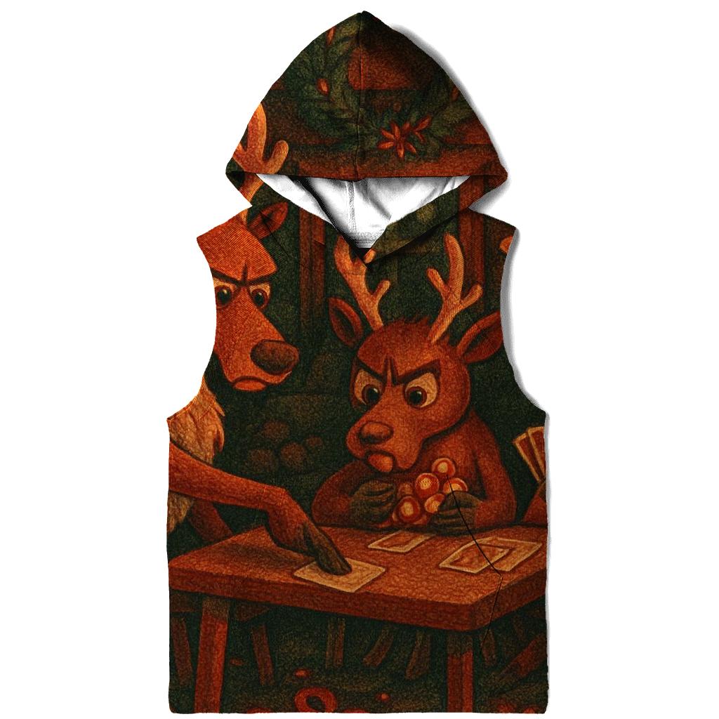 Reindeer Card Game In A Snowy Cabin lightweight hoodies