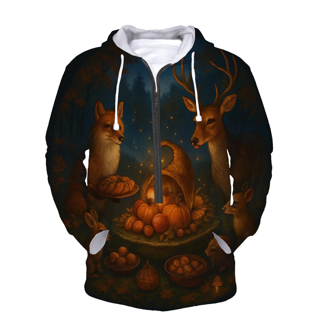 Starlit Cornucopia Woodland Banquet zip-up hoodies