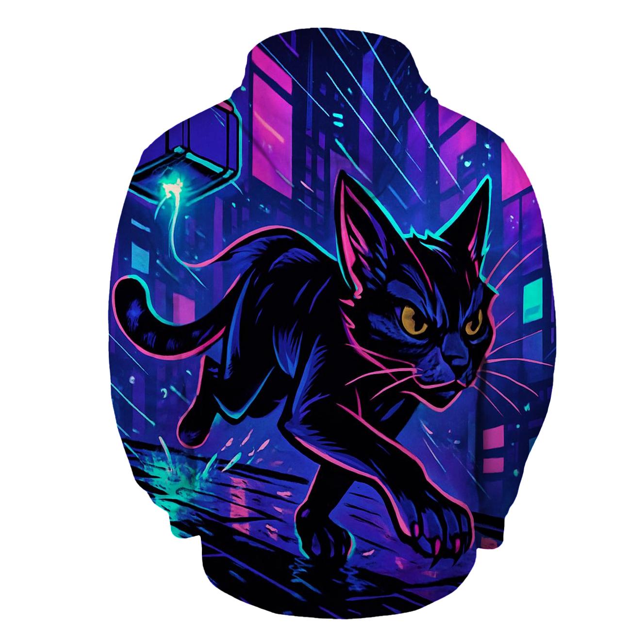 Neon Alley Courier Cat hoodie designs