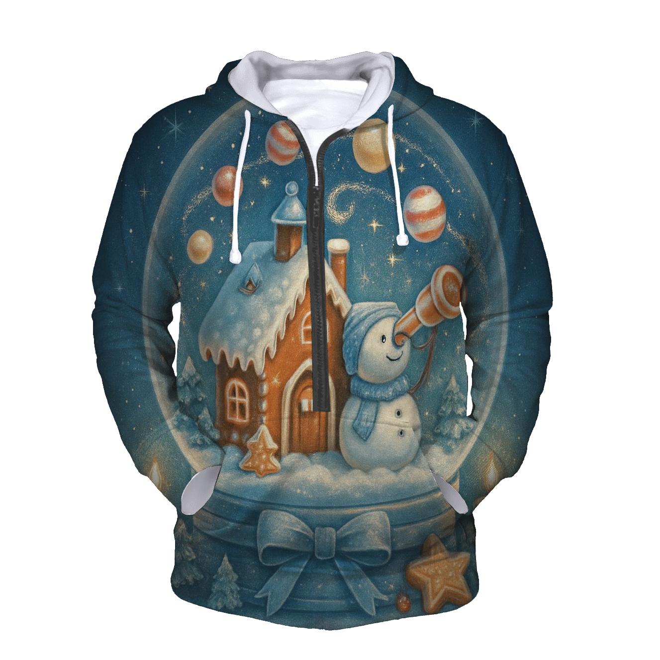 Gingerbread Observatory Snow Globe graphic hoodies