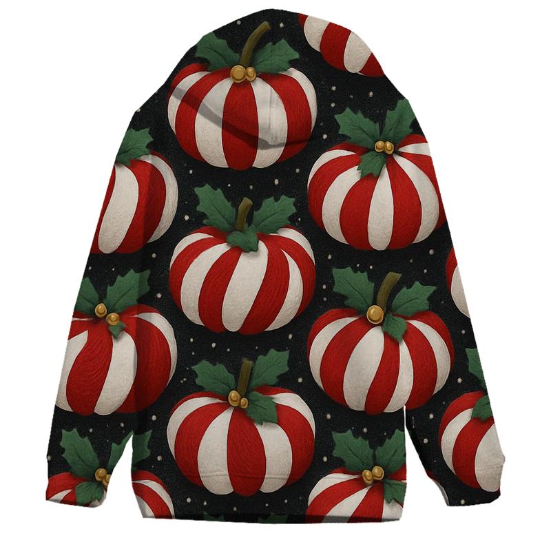 Candy Cane Knit Pumpkin Tessellation On Charcoal Background zip-up hoodies