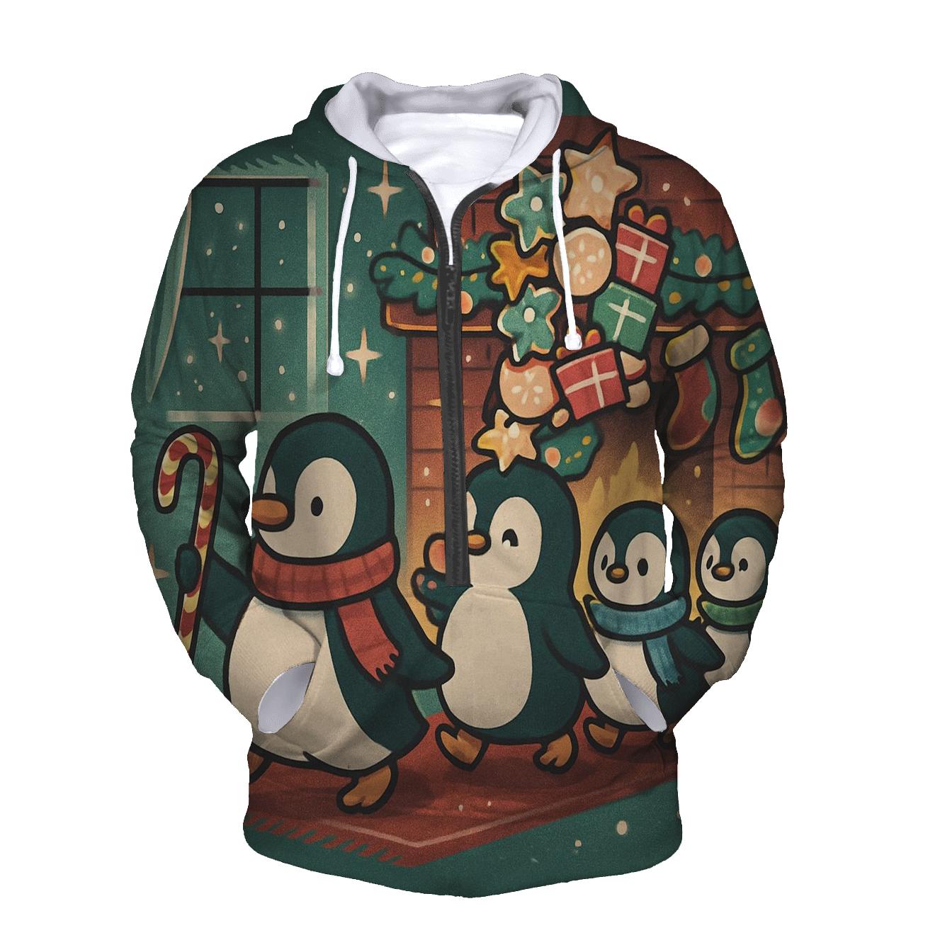 Penguin Cookie Parade At The Fireplace custom hoodies