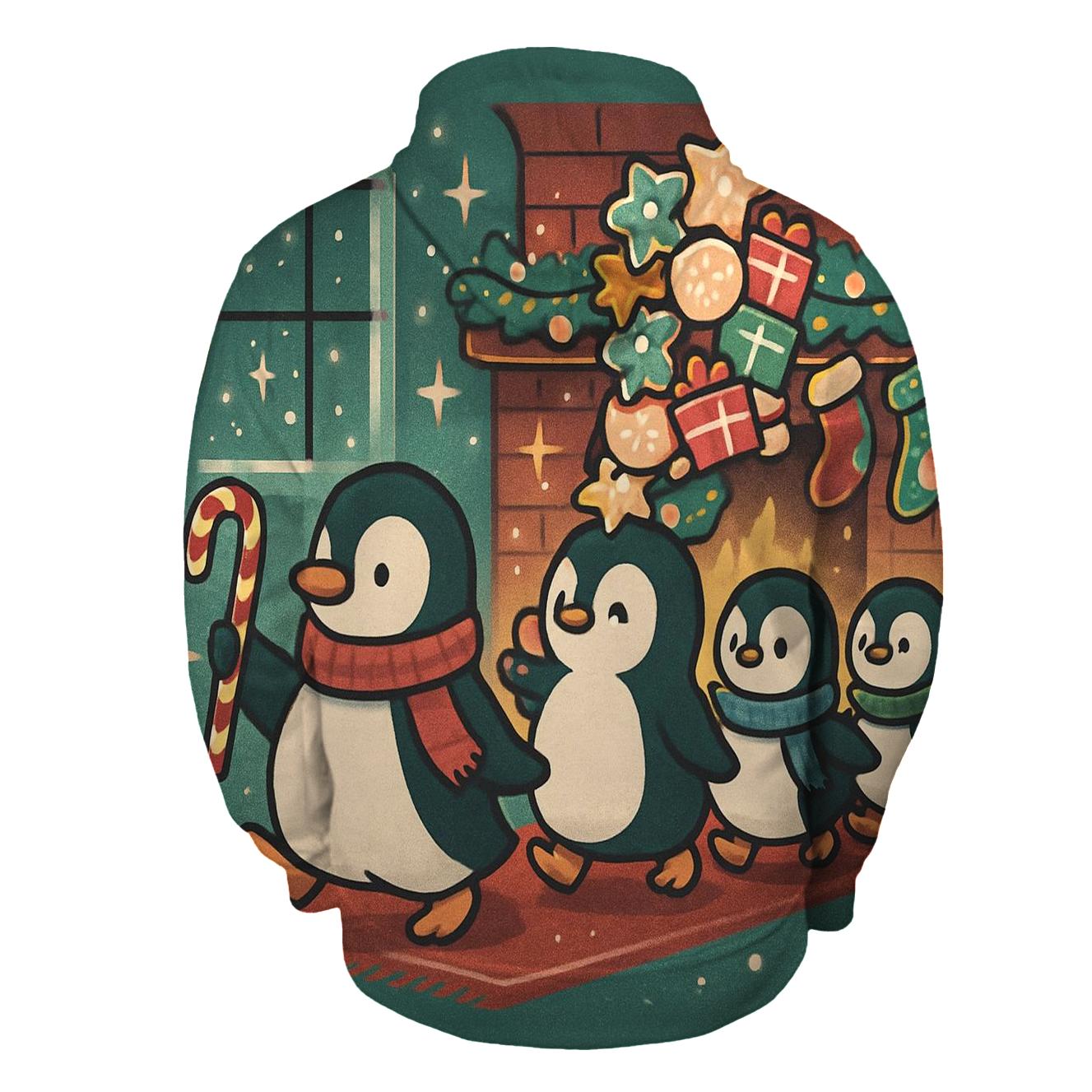 Penguin Cookie Parade At The Fireplace custom hoodies