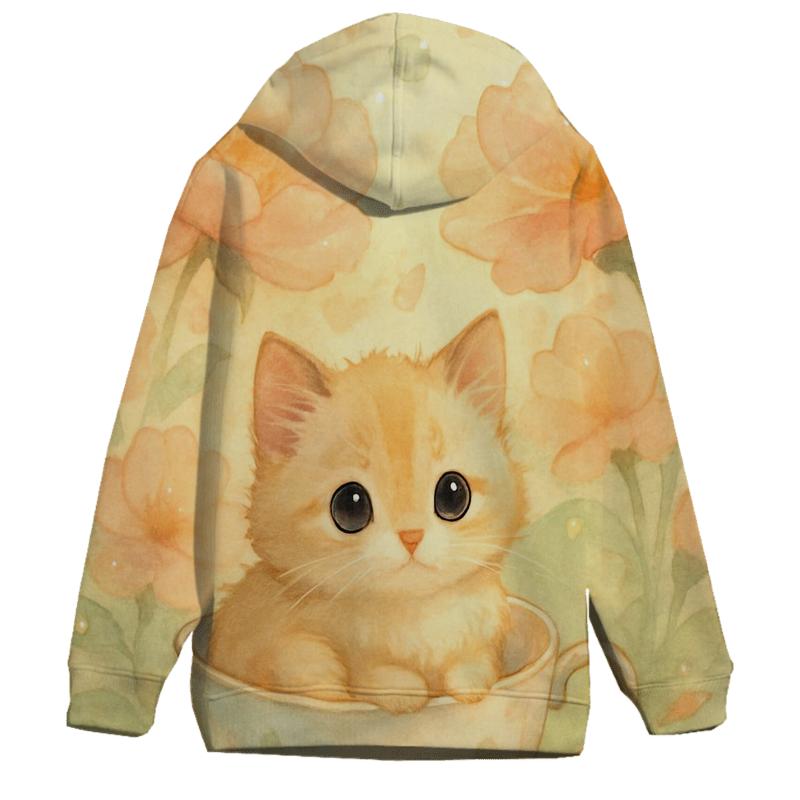 Sunrise Tea Garden Kitten Nap lightweight hoodies