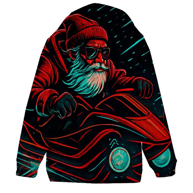 Neon Midnight Sleigh Rider graphic hoodies
