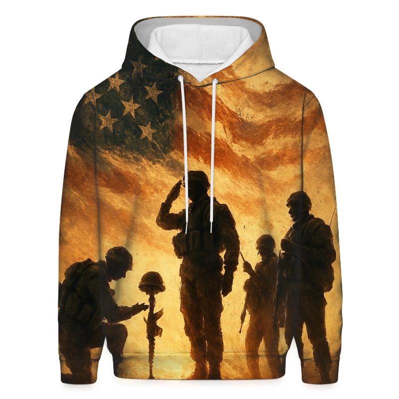 Desert Oath Beneath A Torn Banner Sky graphic hoodies
