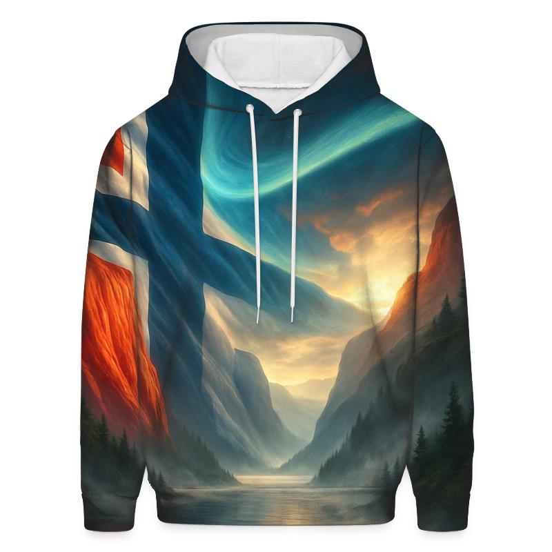 Aurora Fjord Flag Of Norway graphic hoodies