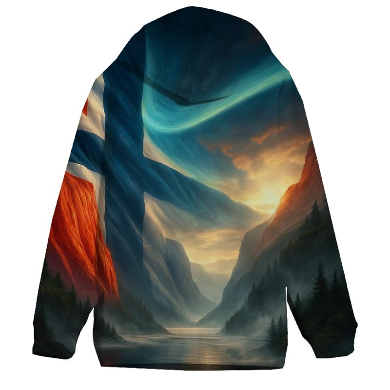 Aurora Fjord Flag Of Norway graphic hoodies