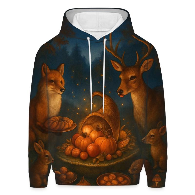 Starlit Cornucopia Woodland Banquet premium hoodies