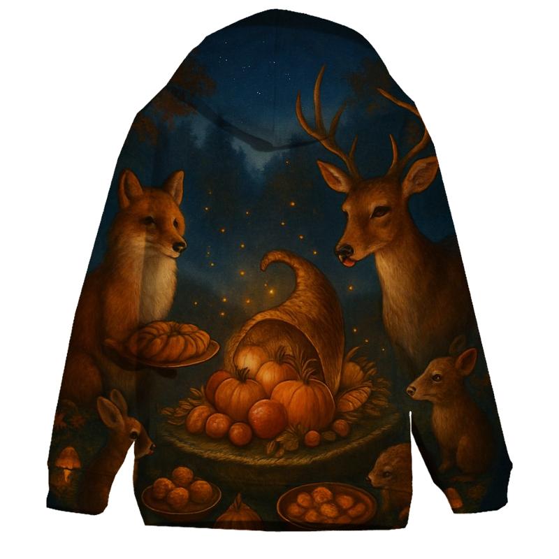 Starlit Cornucopia Woodland Banquet premium hoodies
