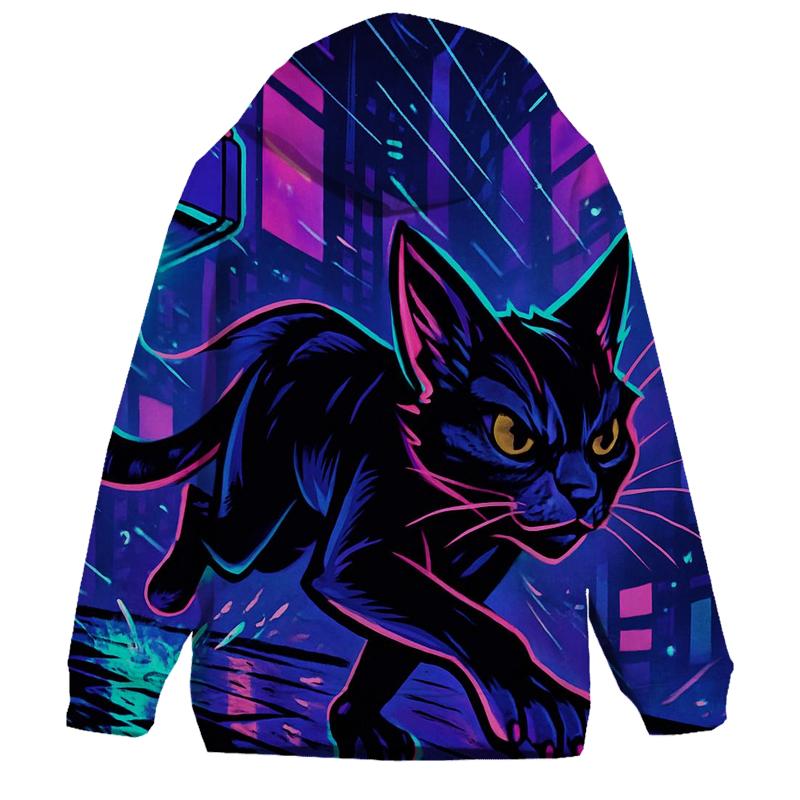 Neon Alley Courier Cat lightweight hoodies